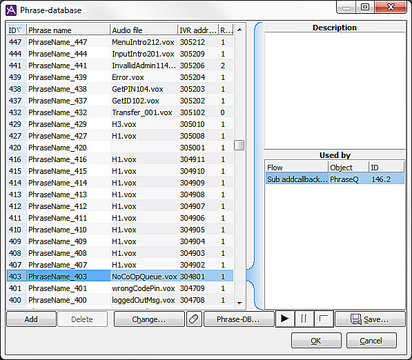 Phrase database